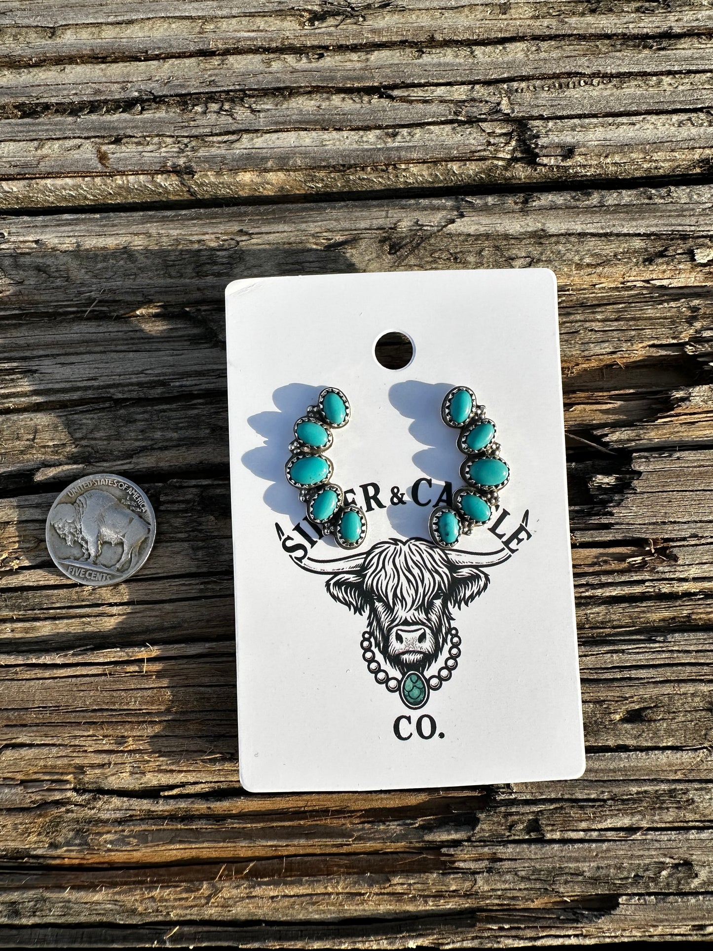5 kingman stone earrings