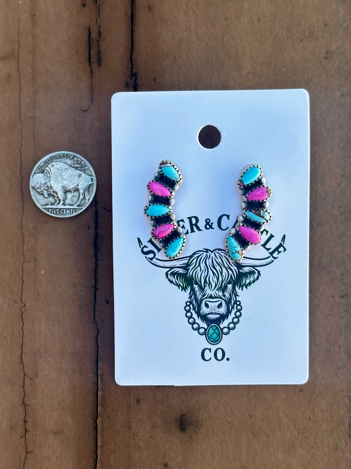 Cotton candy 5 stone earrings
