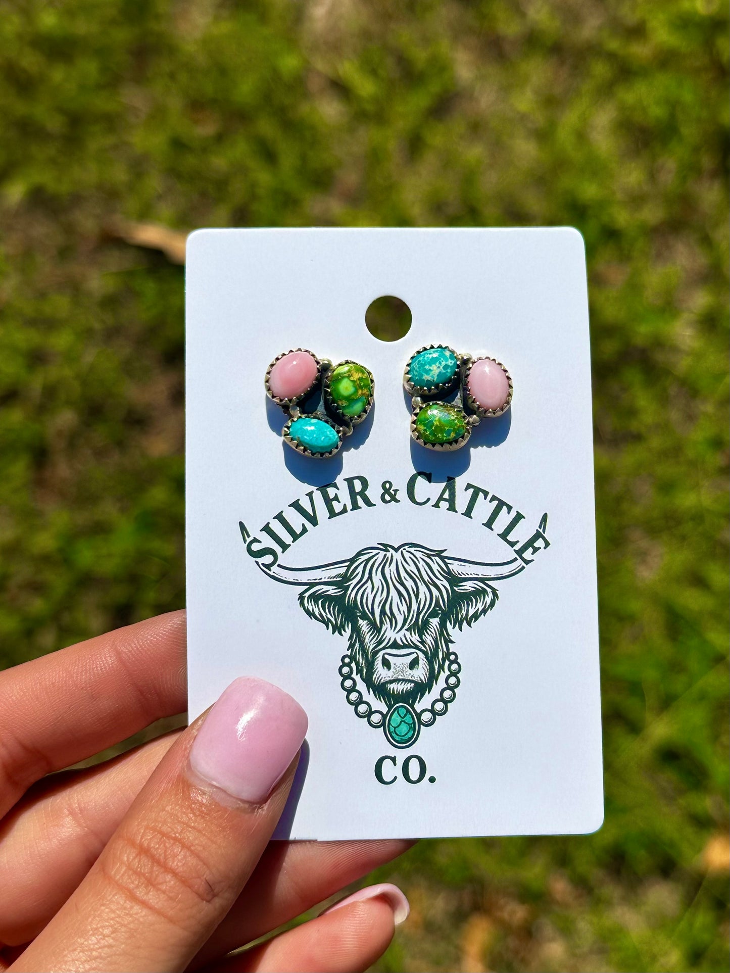 Multi stone cluster earrings