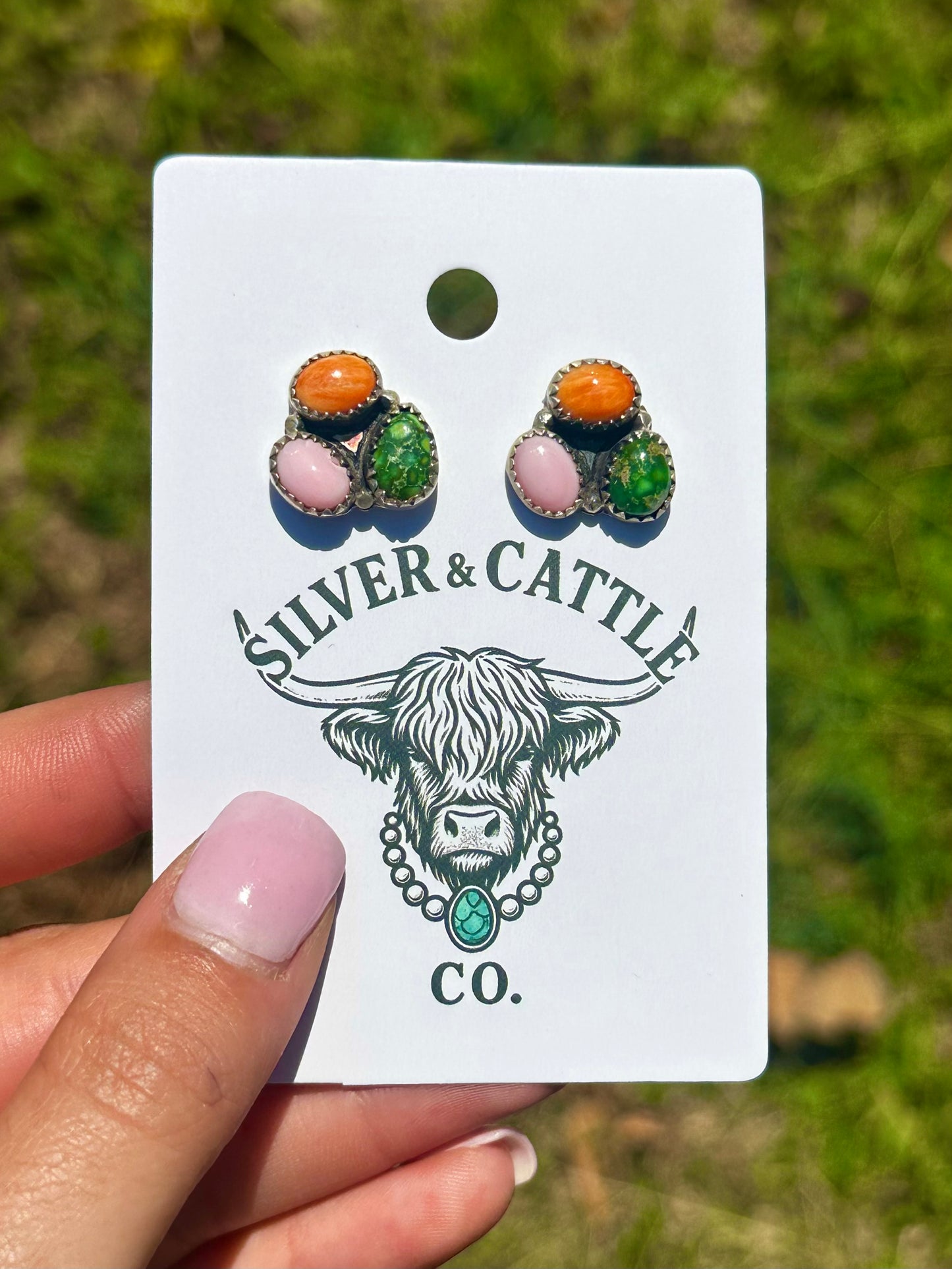 Multi stone cluster earrings
