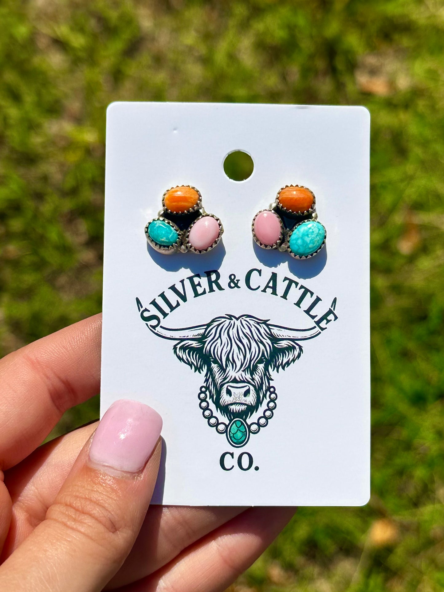 Multi stone cluster earrings
