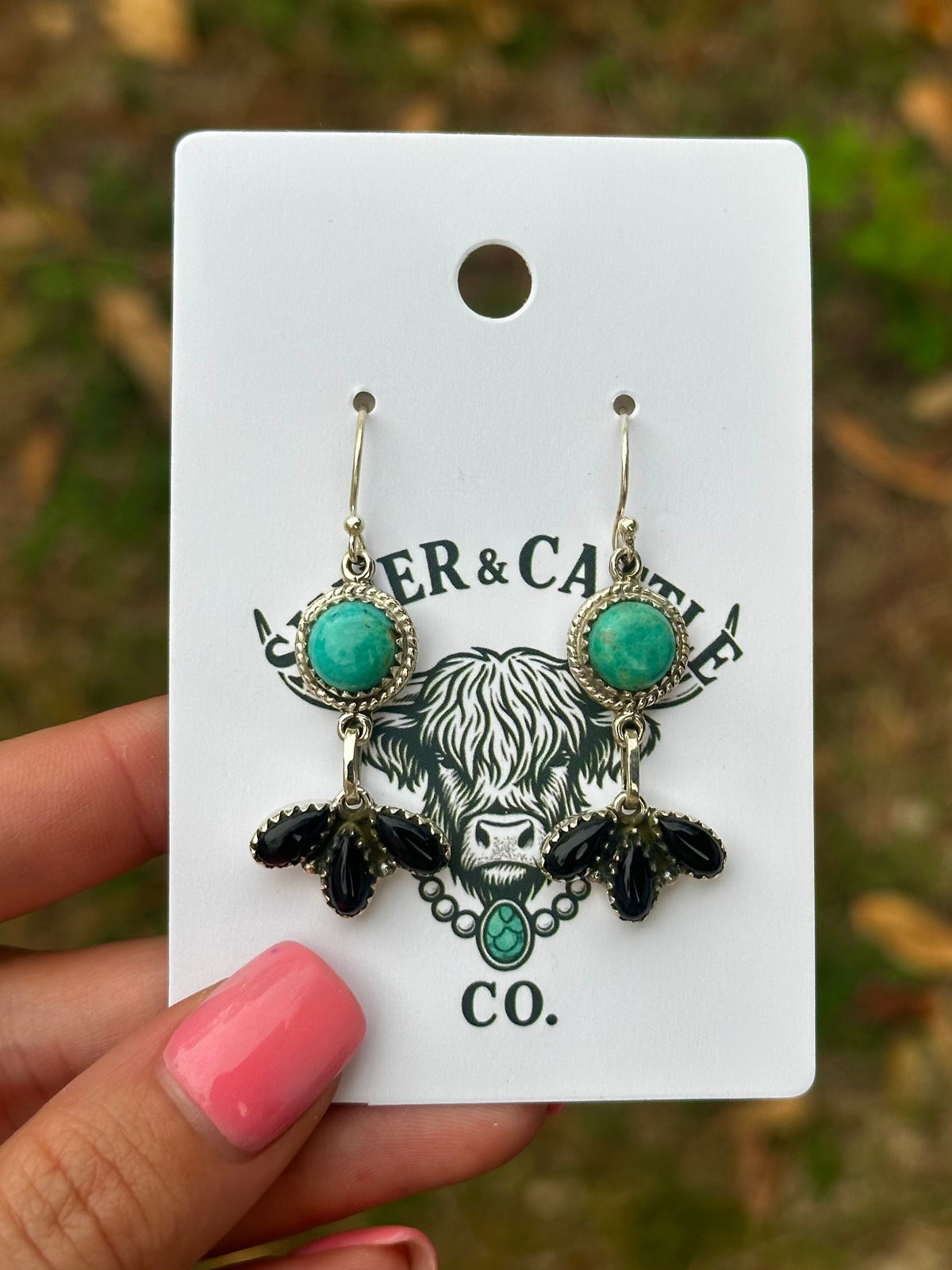 Kingman & black onyx earrings