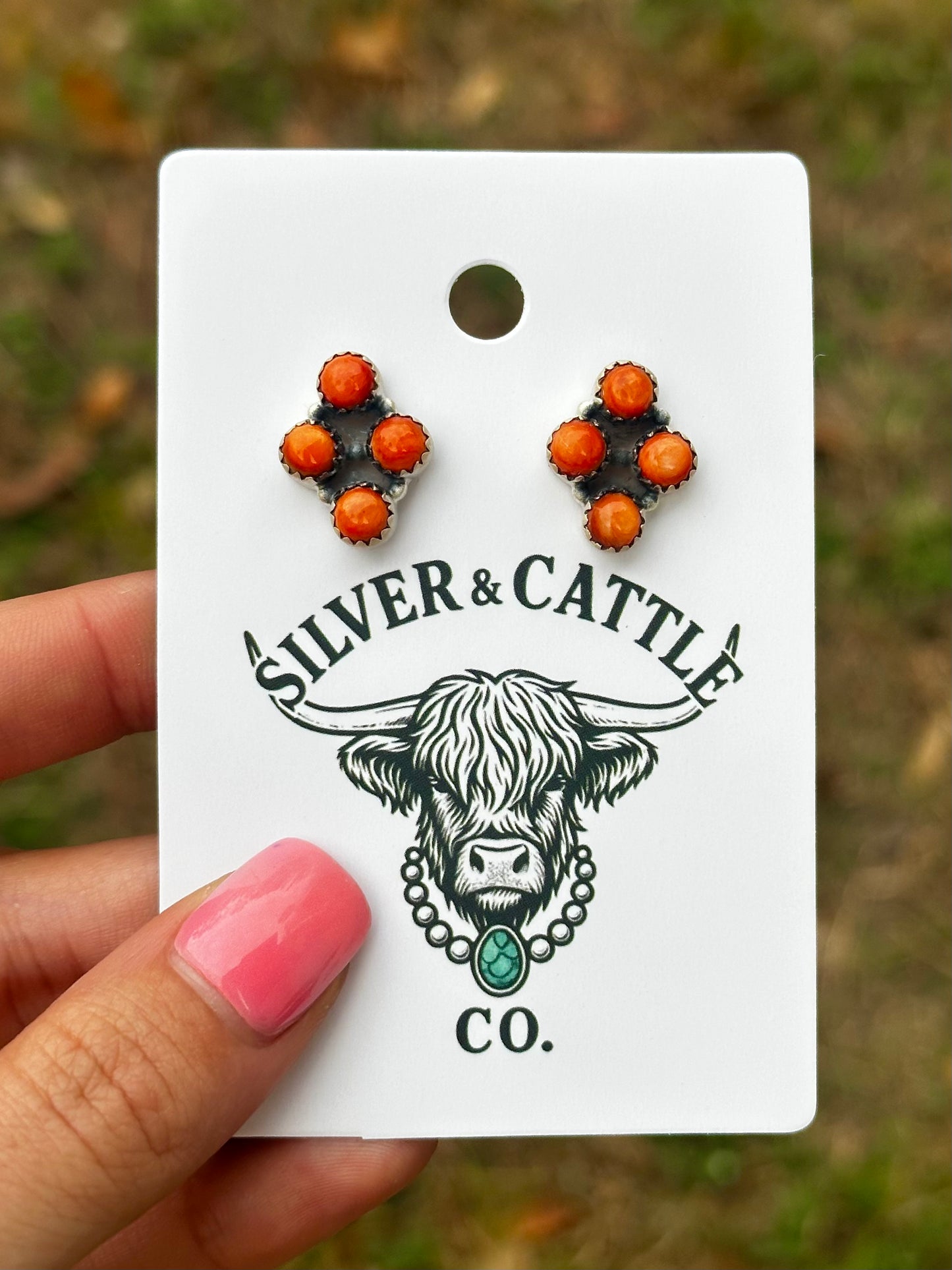 Orange spiny earrings