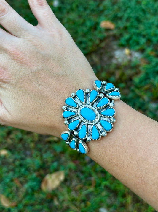 Turquoise Statement Cuff by Navajo artist Evelyn Platero