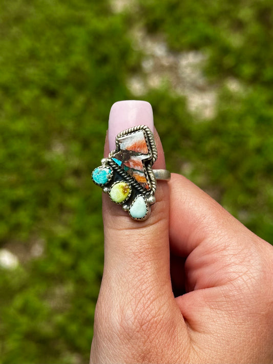 Adjustable Multi stone lightning ring