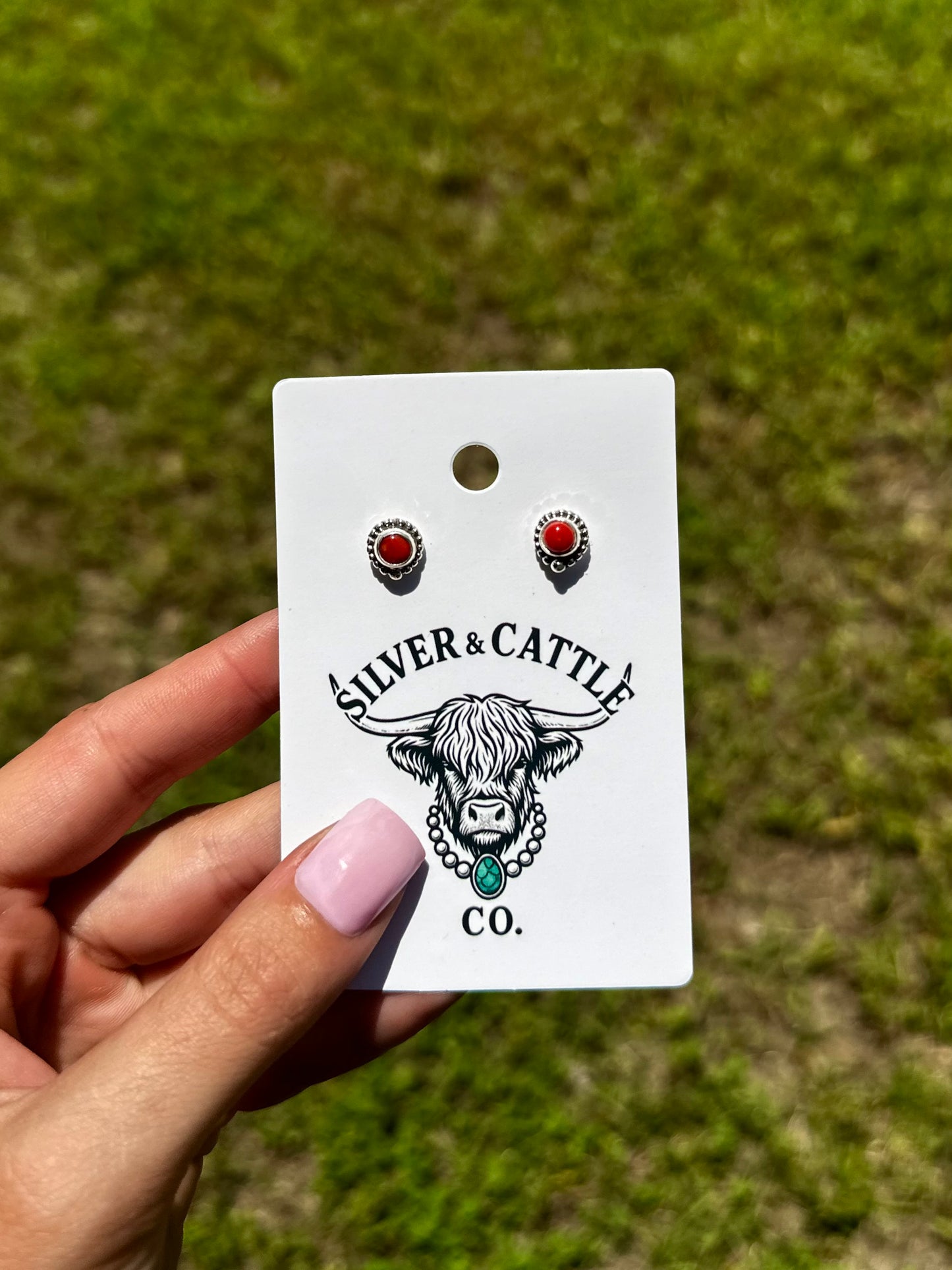 Coral stud earrings