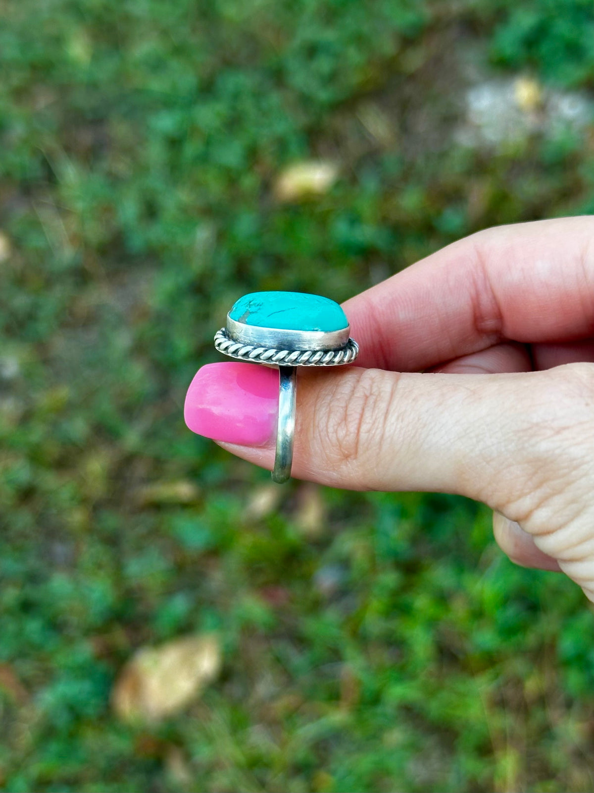 Adjustable turquoise ring by Navajo artist