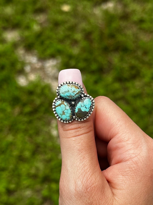 #8 turquoise cluster ring