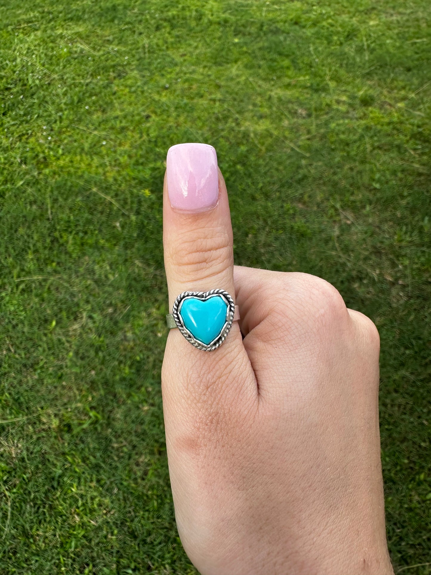 Adjustable Kingman heart ring