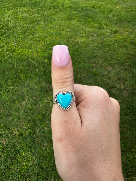 Adjustable Kingman heart ring