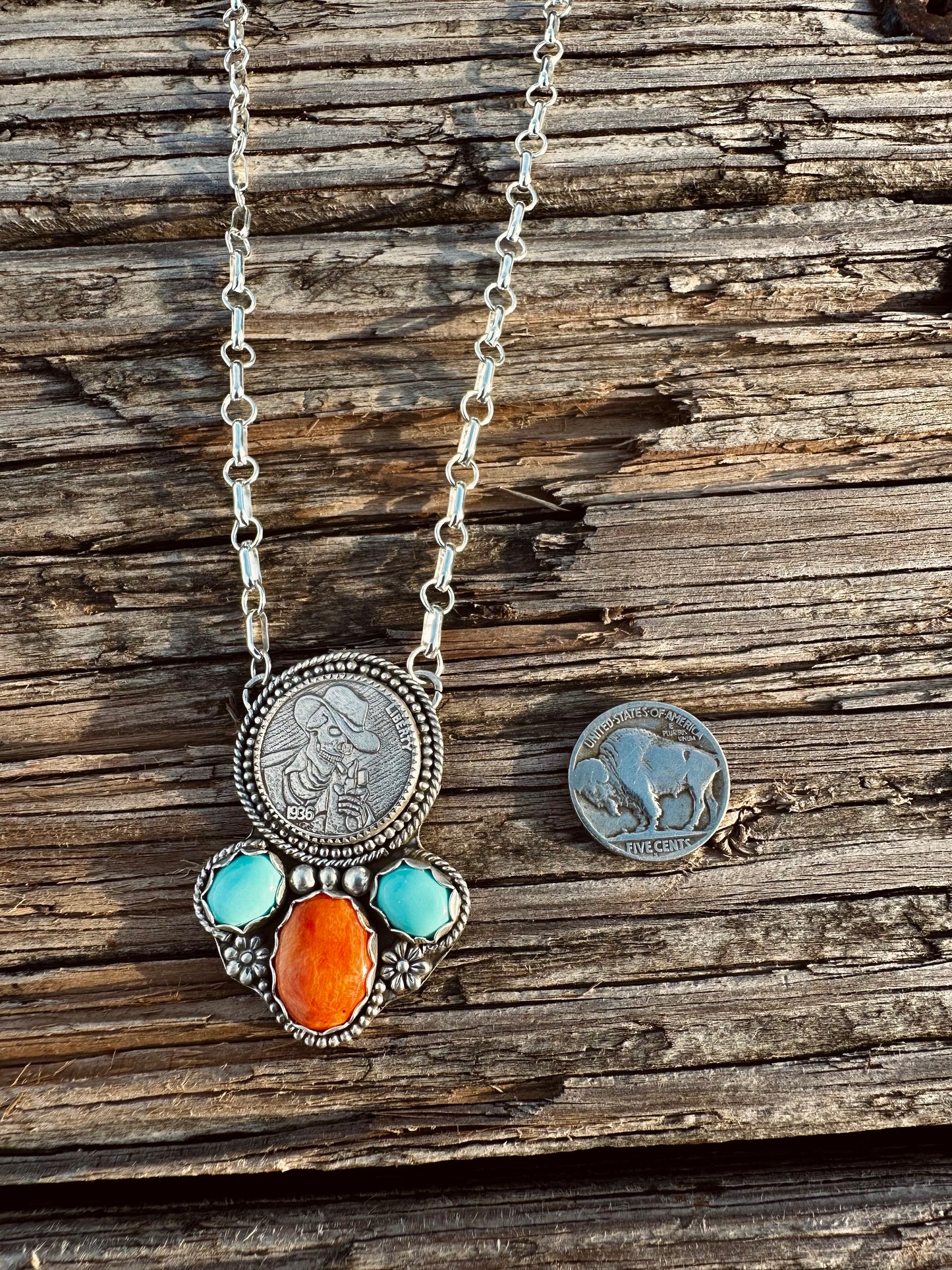 Cowboy nickel necklace