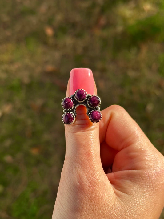 Adjustable purple spiny Naja ring