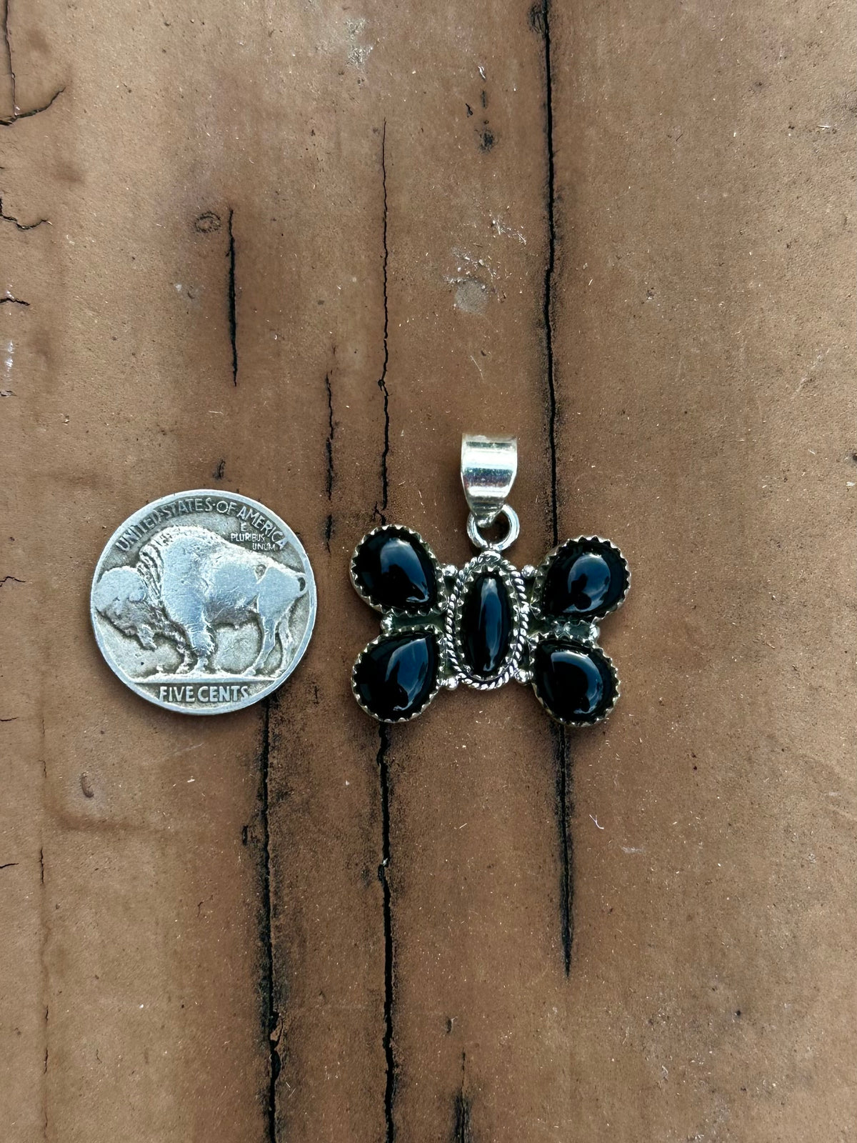 Black onyx butterfly pendant