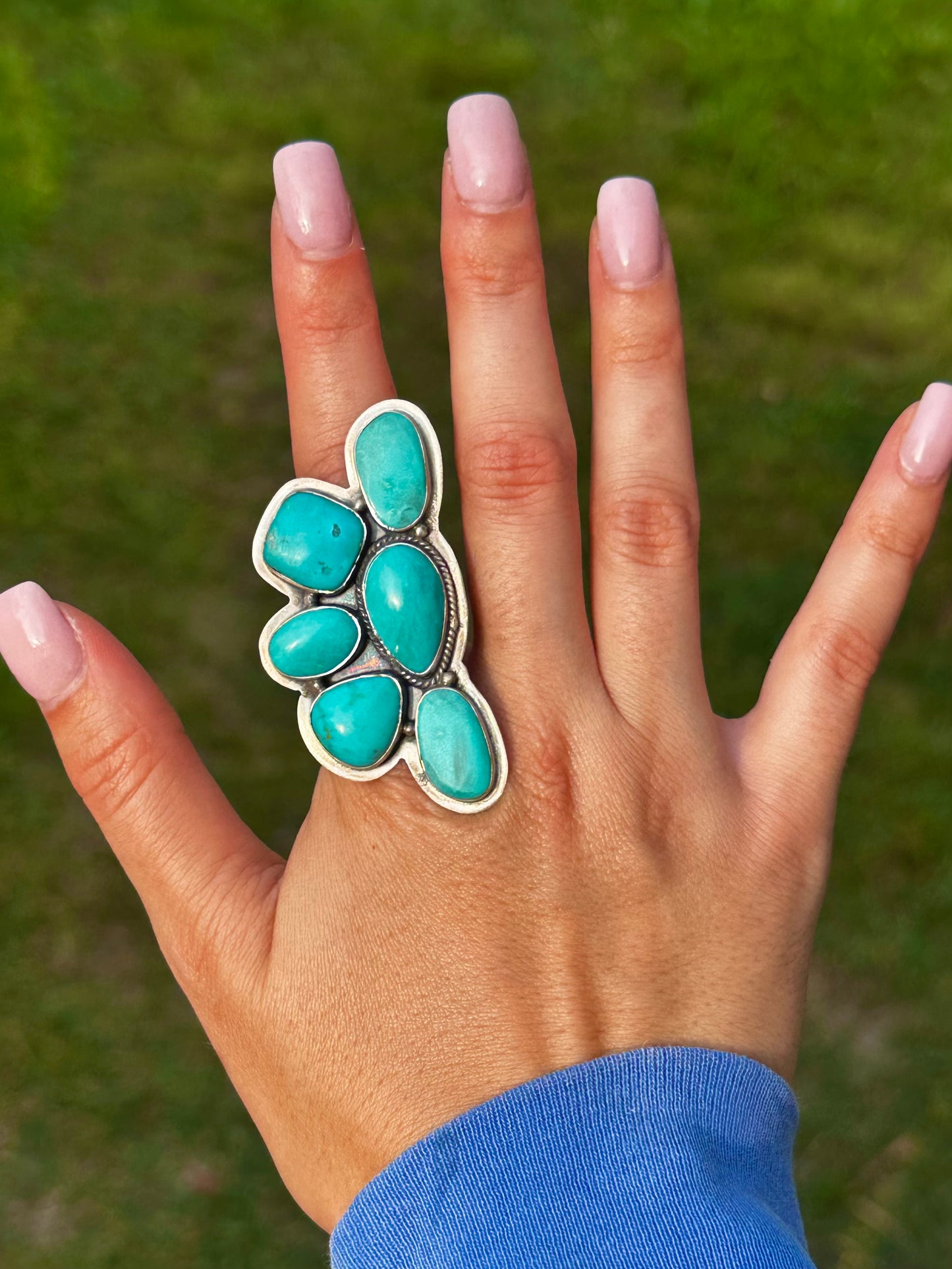 Adjustable Kingman turquoise ring