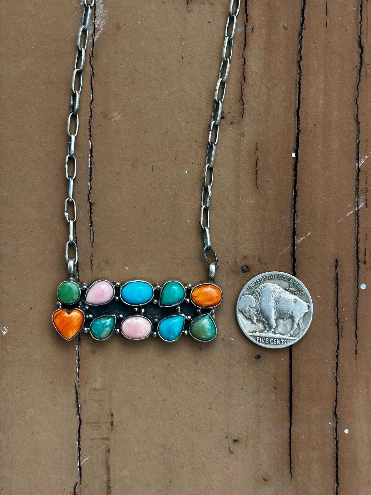 Multi stone bar necklace