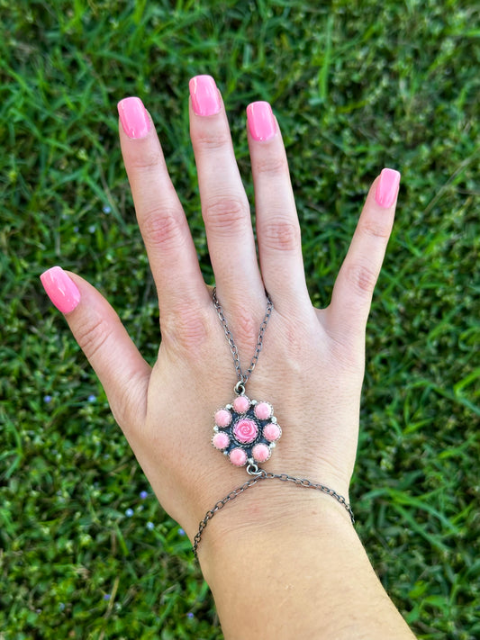 Pink conch rose hand chain