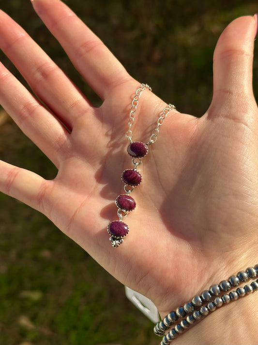 Purple spiny drop necklace