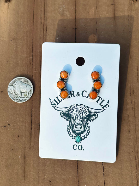 Orange spiny earrings