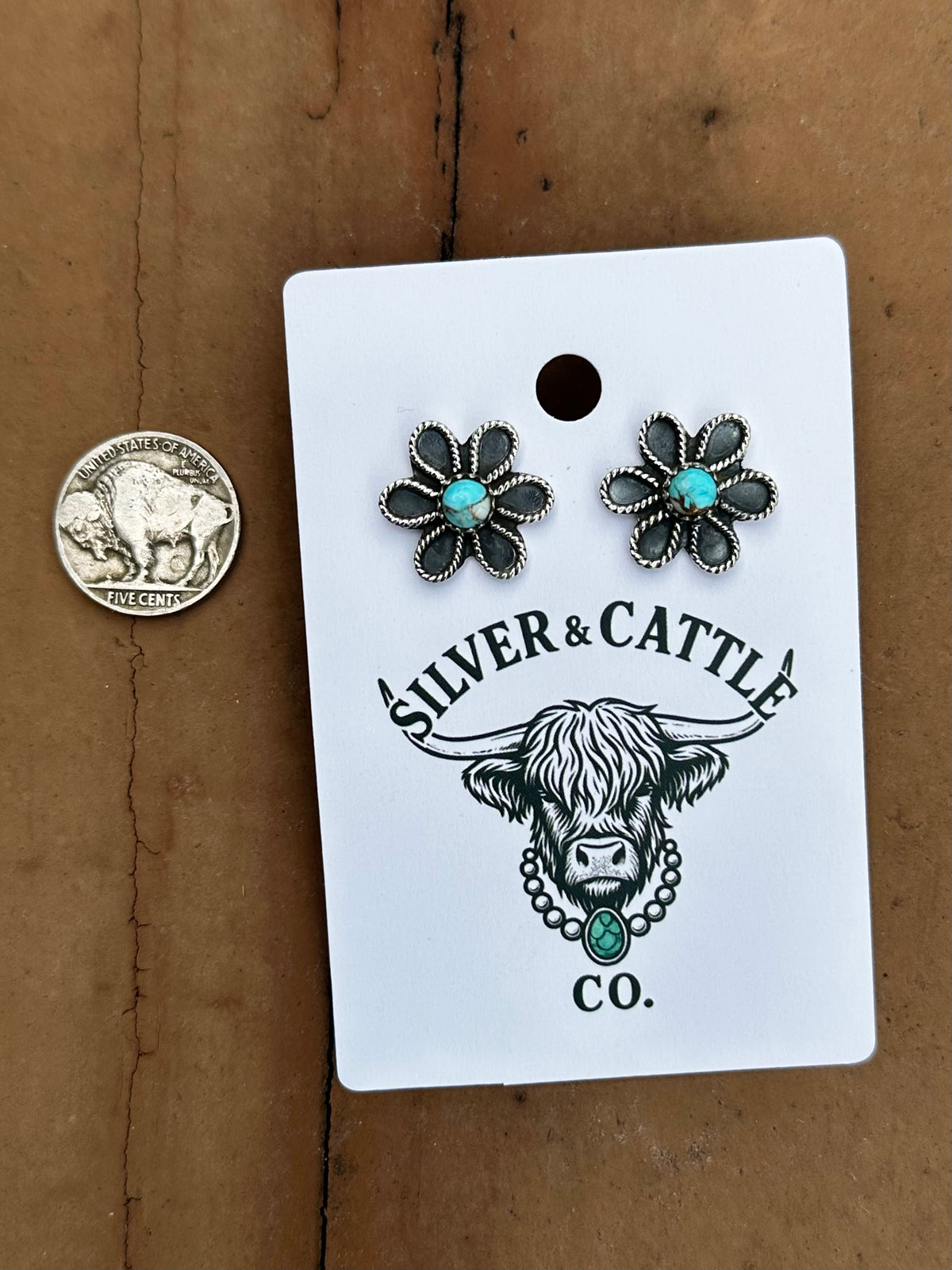 Blue Cotton candy flower earrings