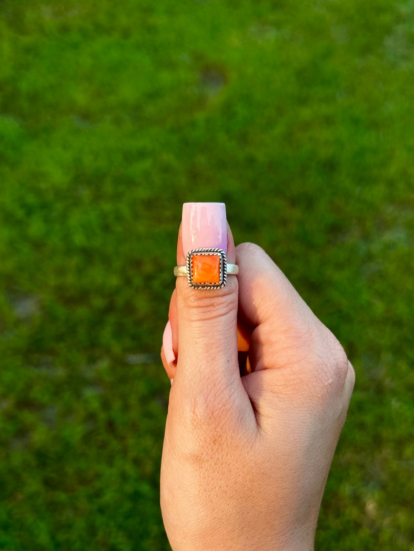 Adjustable Orange spiny ring