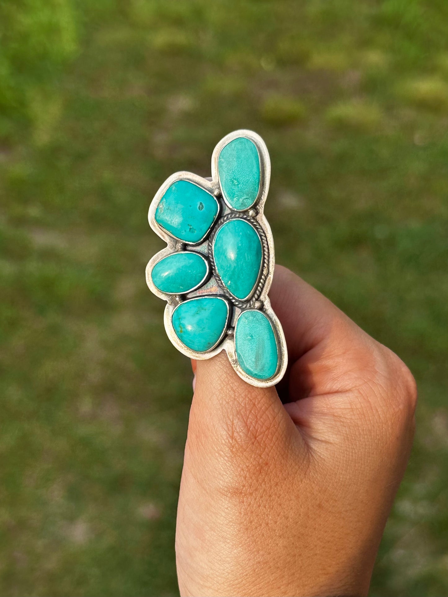 Adjustable Kingman turquoise ring