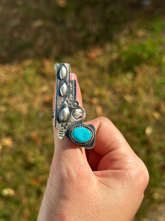 Adjustable pistol ring by Navajo artist Tim Yazzie