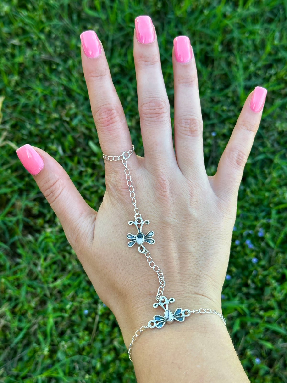 White Buffalo & wild horse butterfly hand chain
