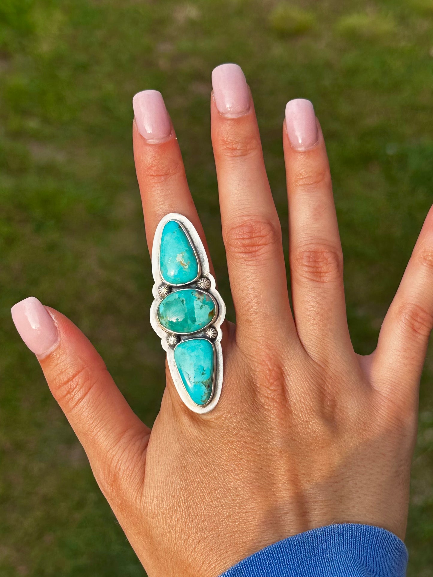 Adjustable Kingman turquoise ring