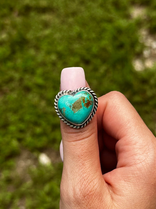 Adjustable Johnny Dixon Navajo made kingman heart ring