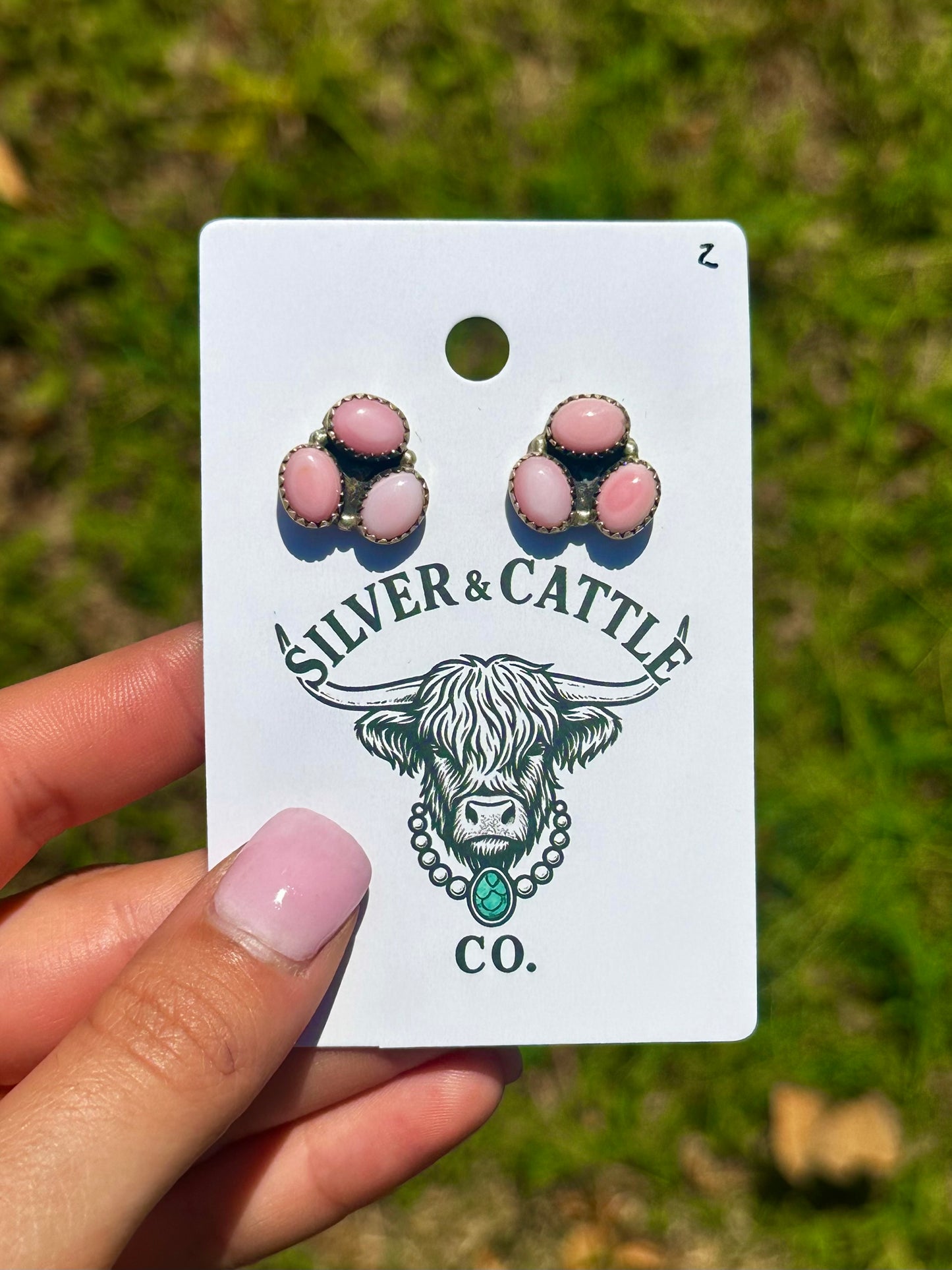 Pink conch cluster earrings