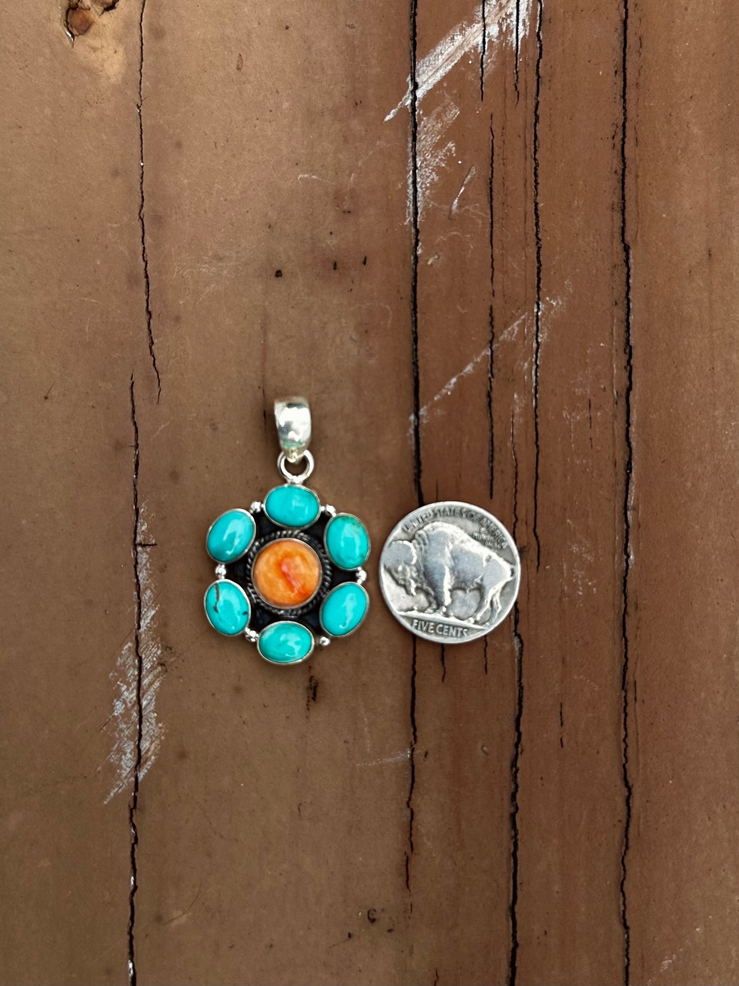 Kingman & orange spiny pendant