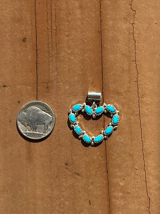 Martin Perry Navajo Handmade Kingman Turquoise heart pendant