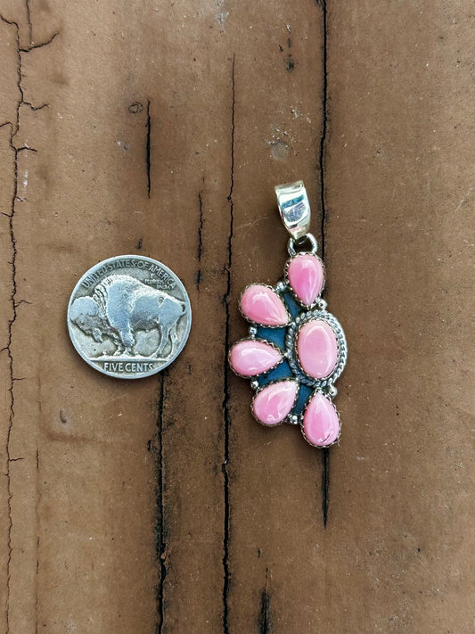 Pink conch half cluster pendant
