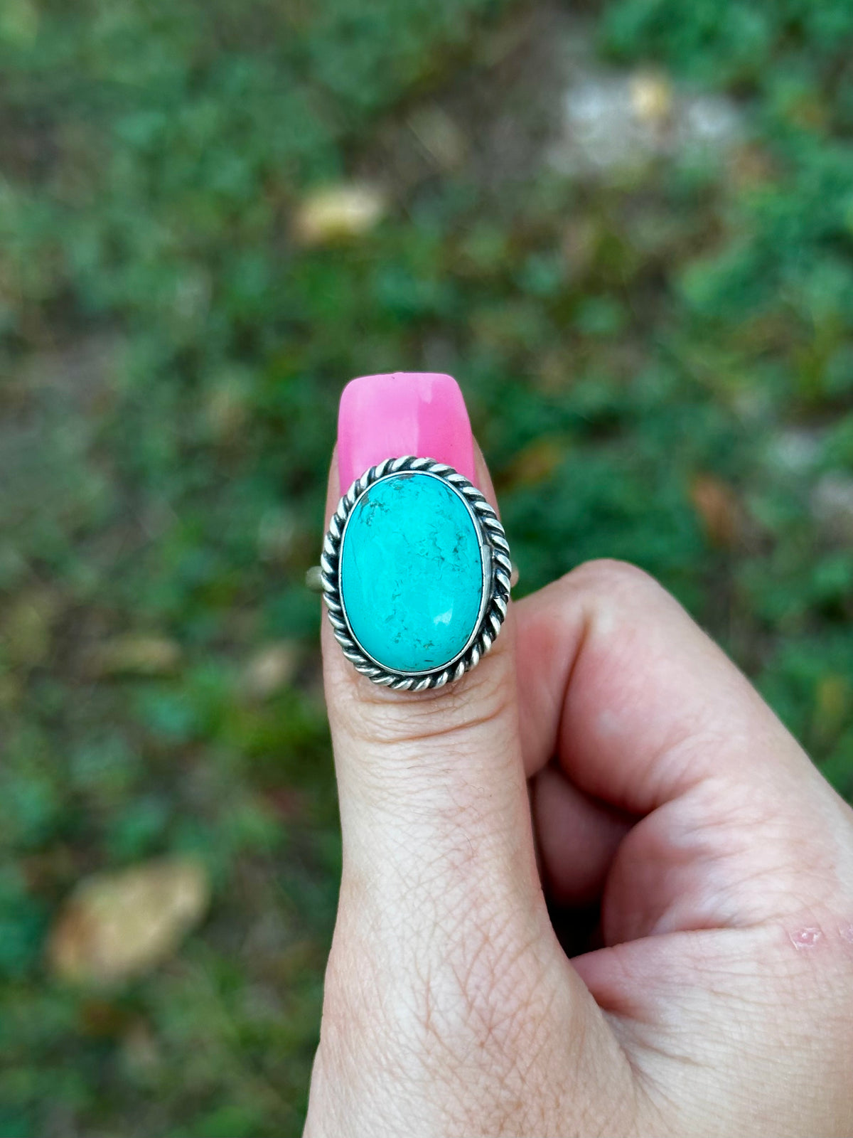 Adjustable turquoise ring by Navajo artist