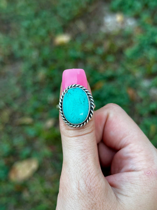 Adjustable turquoise ring by Navajo artist Johnny Dixon