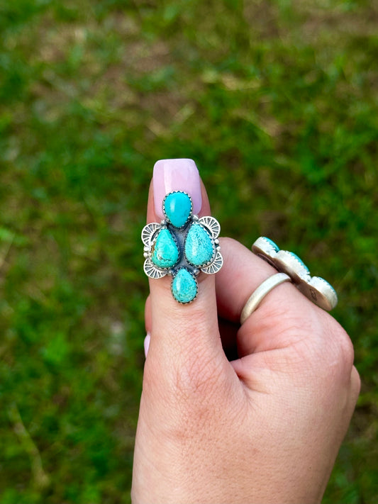 Adjustable #8 turquoise ring
