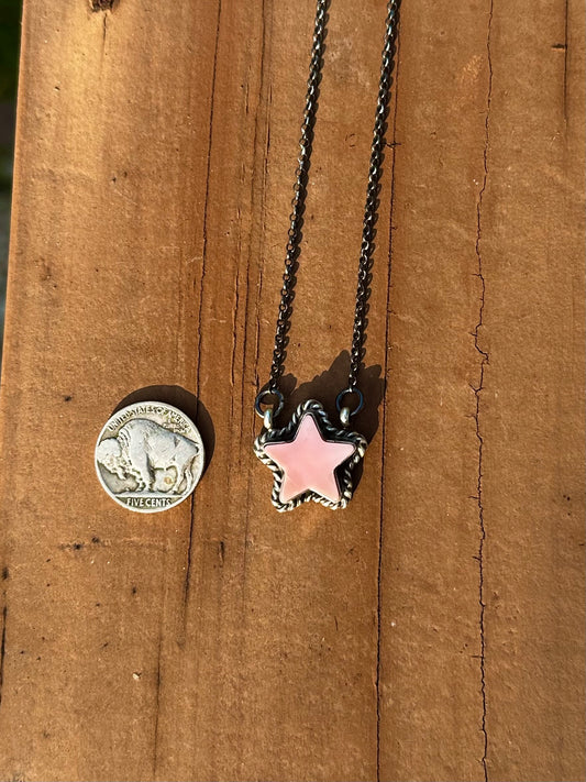 Pink Conch Star necklace handmade by Navajo Artist Larson Chee