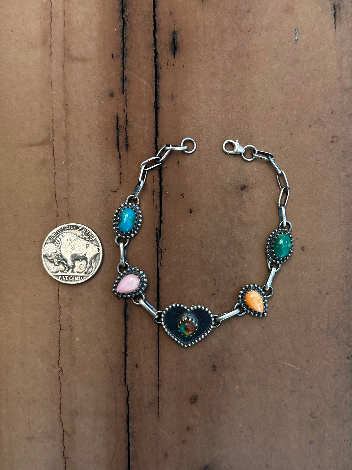Multi stone heart bracelet