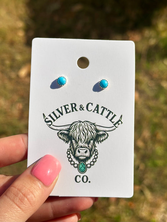 4mm kingman turquoise earrings
