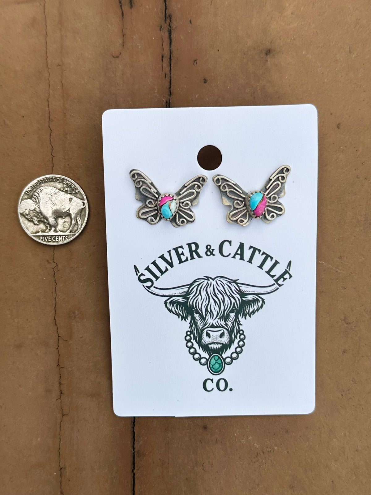 Cotton candy butterfly earrings