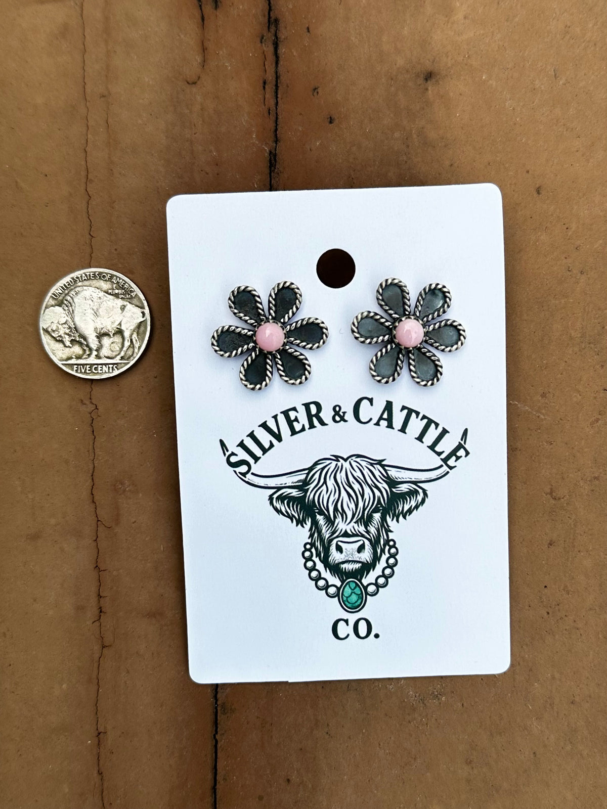 Pink conch flower earrings