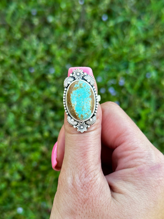Adjustable #8 turquoise ring