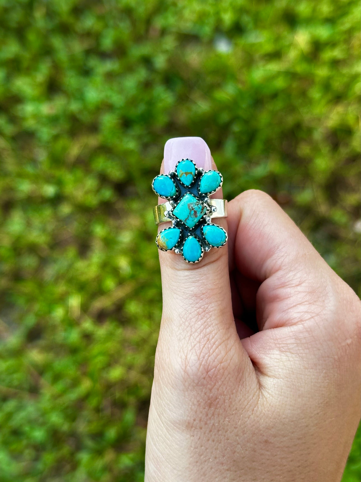 Adjustable turquoise ring