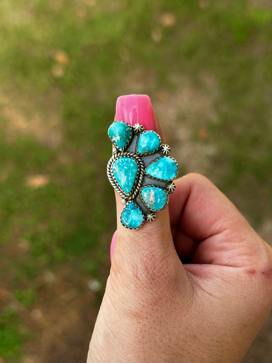 Adjustable White water half cluster ring