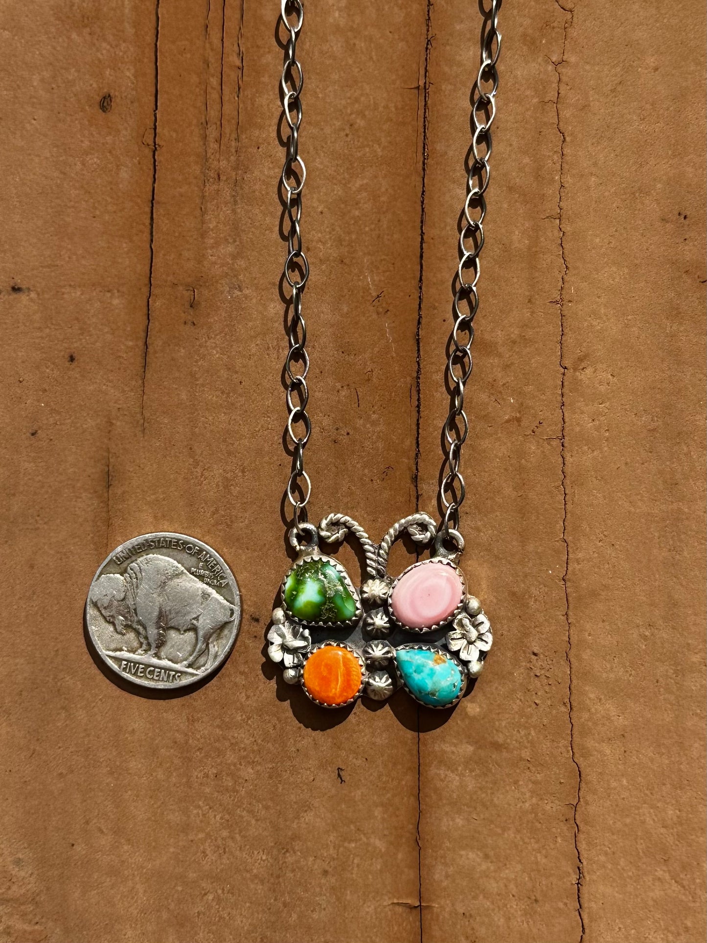 Multistone butterfly necklace