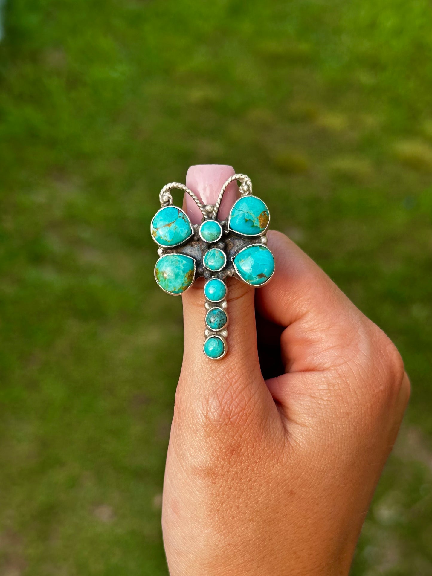 Adjustable Kingman dragonfly ring