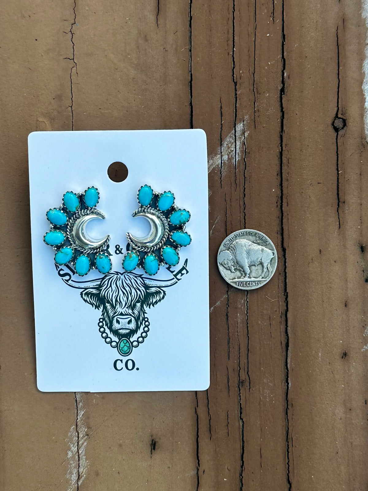 Kingman moon cluster earrings