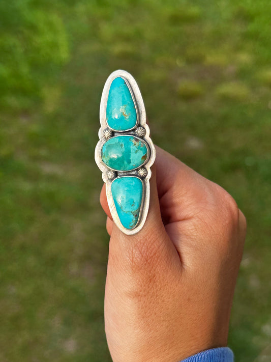 Adjustable Kingman turquoise ring