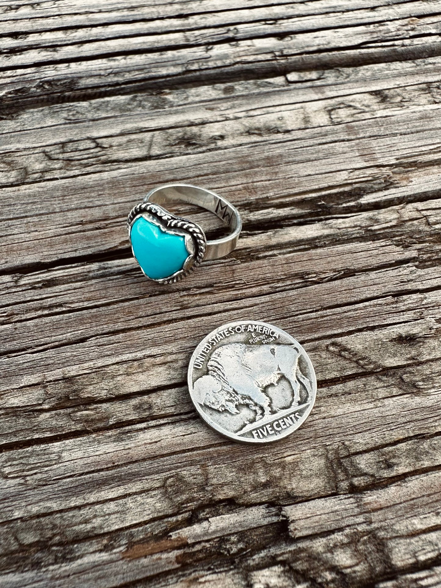 Adjustable Kingman heart ring