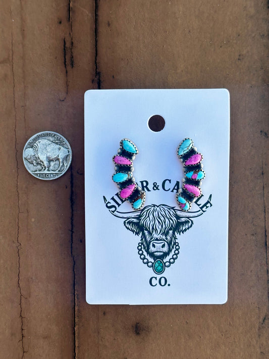 Cotton candy 5 stone earrings